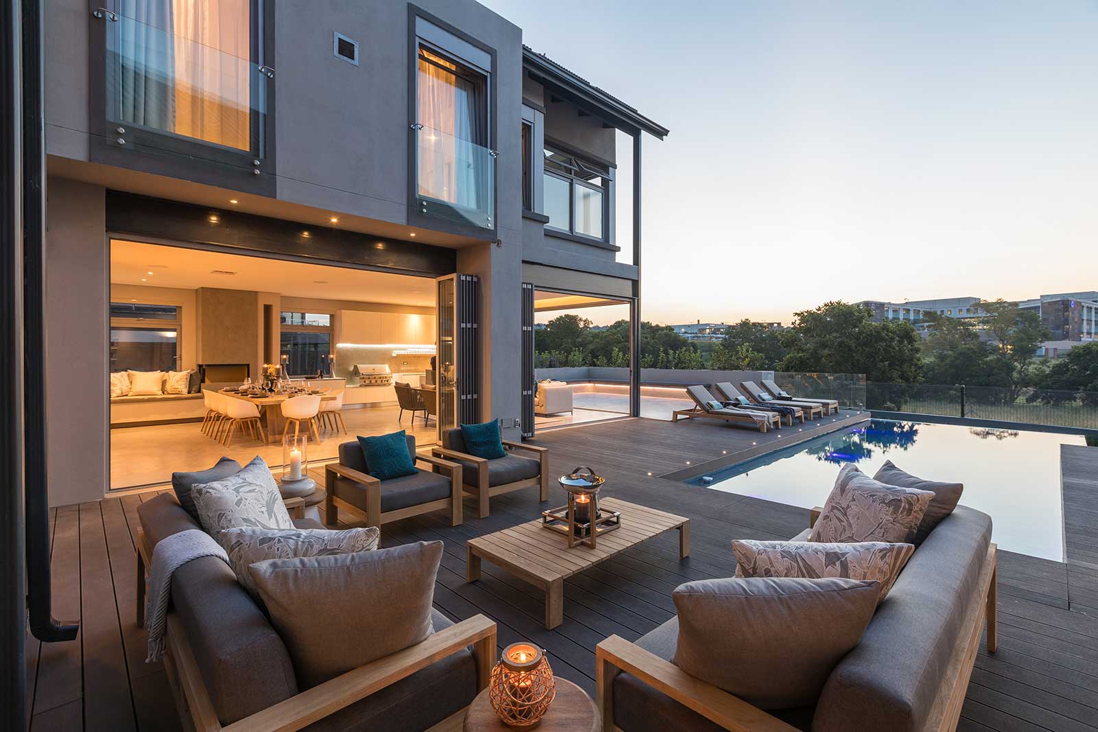Modern new build home with pool deck